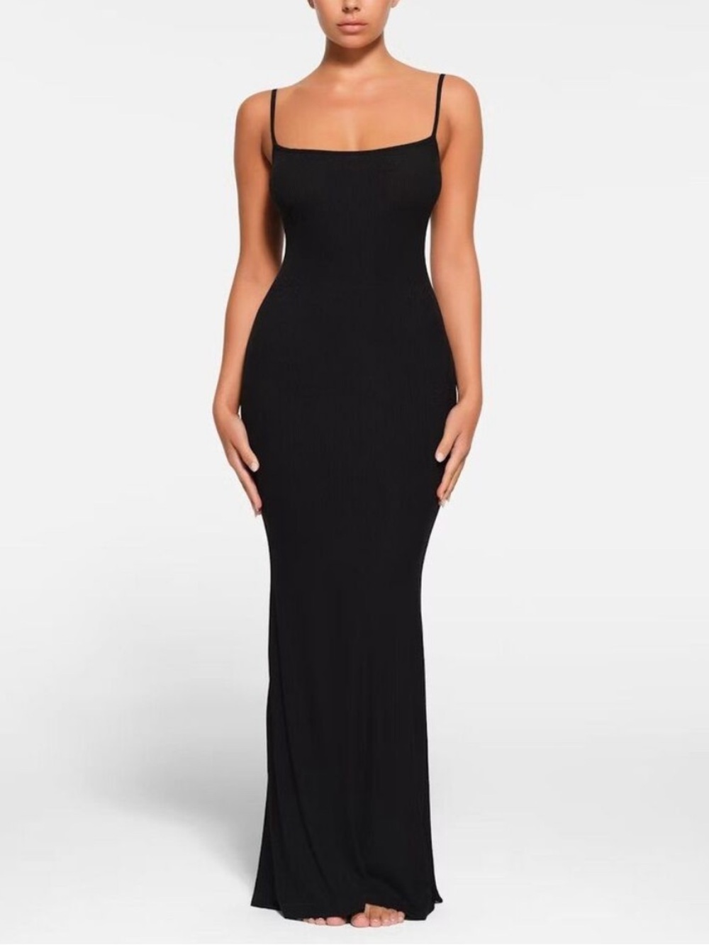 SKIMS SOFT LOUNGE LONG SLIP DRESS ONYX Large